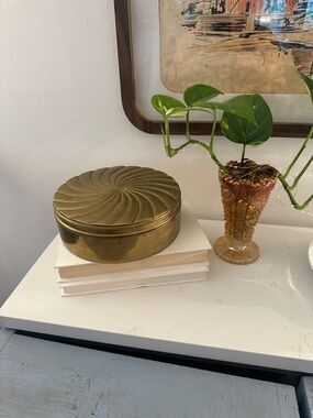 Vintage 1980 Dolbi Cashier Solid Brass lidded bowl